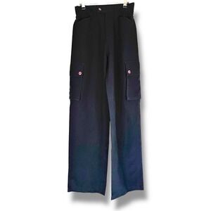 BC Ethic Cargo Pants Womens 28x32 High Waist Wide‎ Leg Button Up Y2K Baggy Black